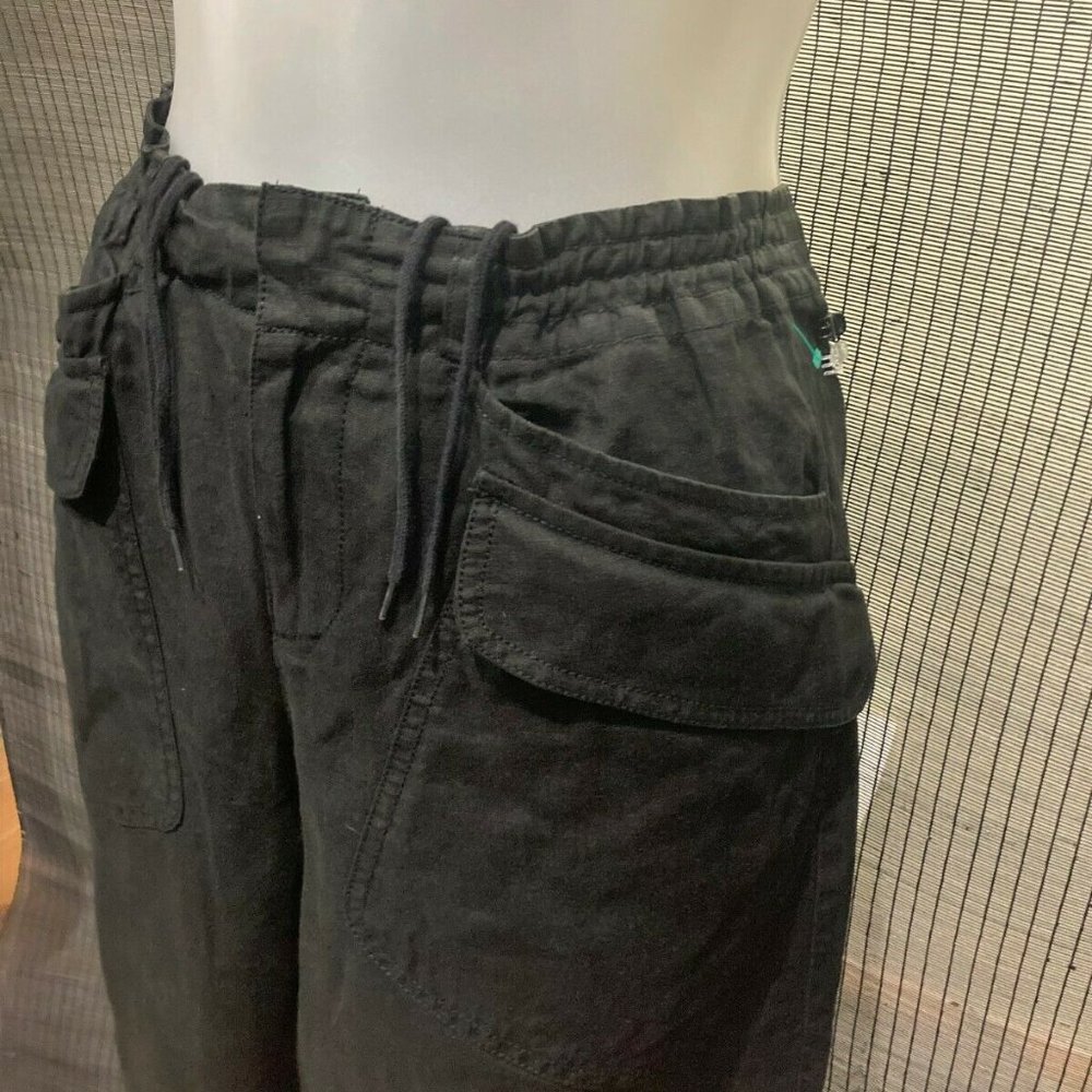 $$$ JOSEPH GRAY BLACK 100% LINEN PANTS CARGO POCKETS DRAWSTRING JOGGERS